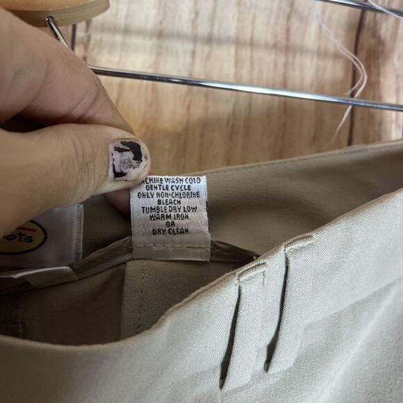 Talbots Beige Tailored Fit Wide Leg High Waist Stretch Neutral Trousers 8 - Picture 5 of 8